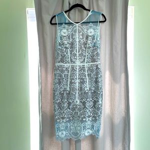 Bronx and Banco white and blue lace dress